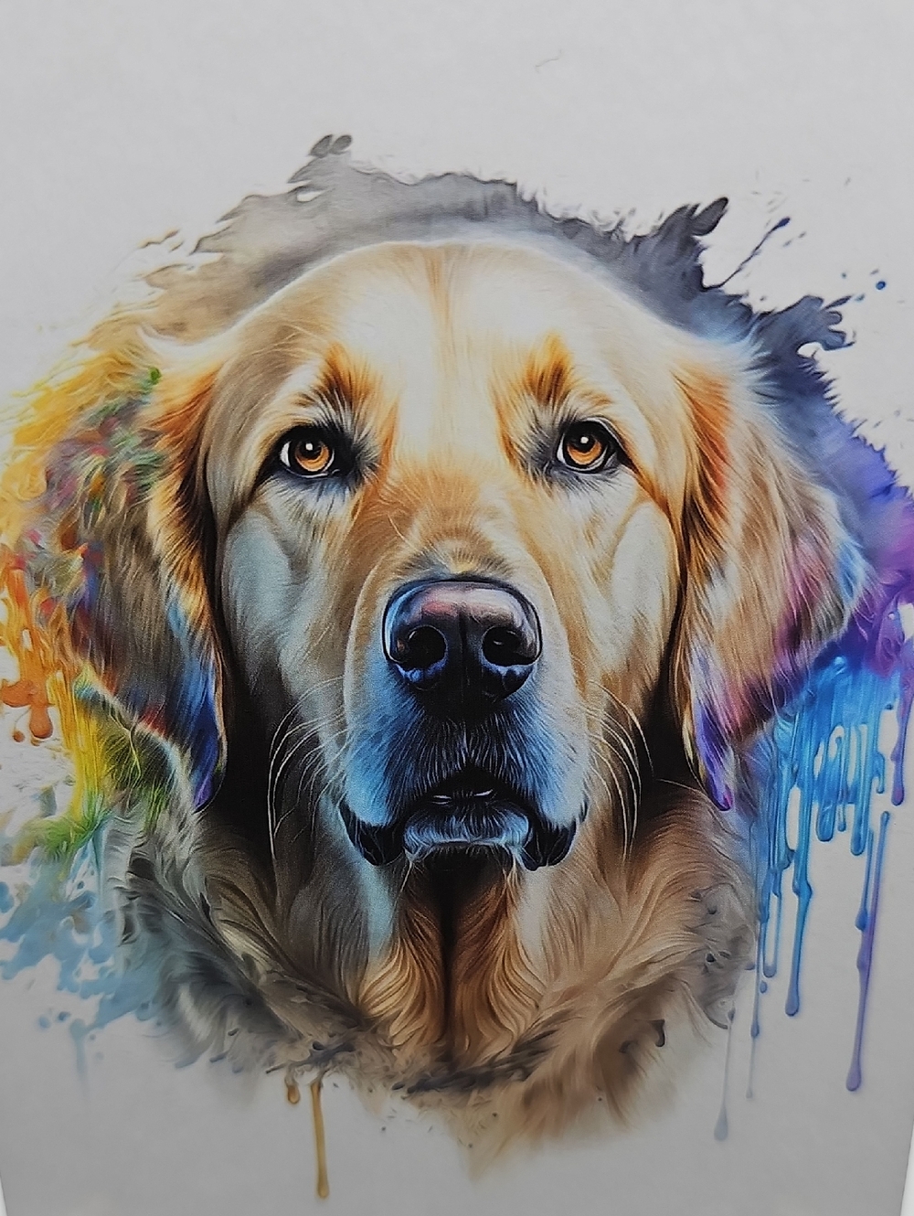 4x6 Golden Retriever Dog Lover Watercolor Fantasy Art Print‎